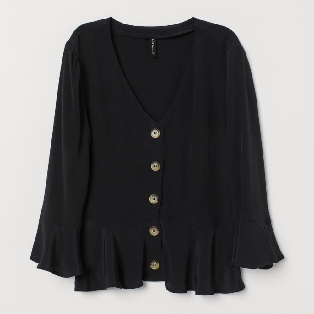 H&M Divided Black Ruffled Top
